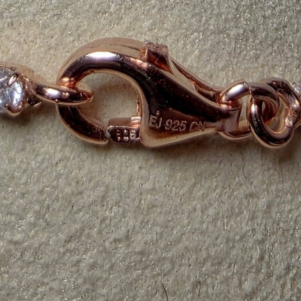 7.5" 2mm Rose Gold over 925 Silver CZ Tennis Dainty Bracelet Women's Bridal - Picture 5 of 6
